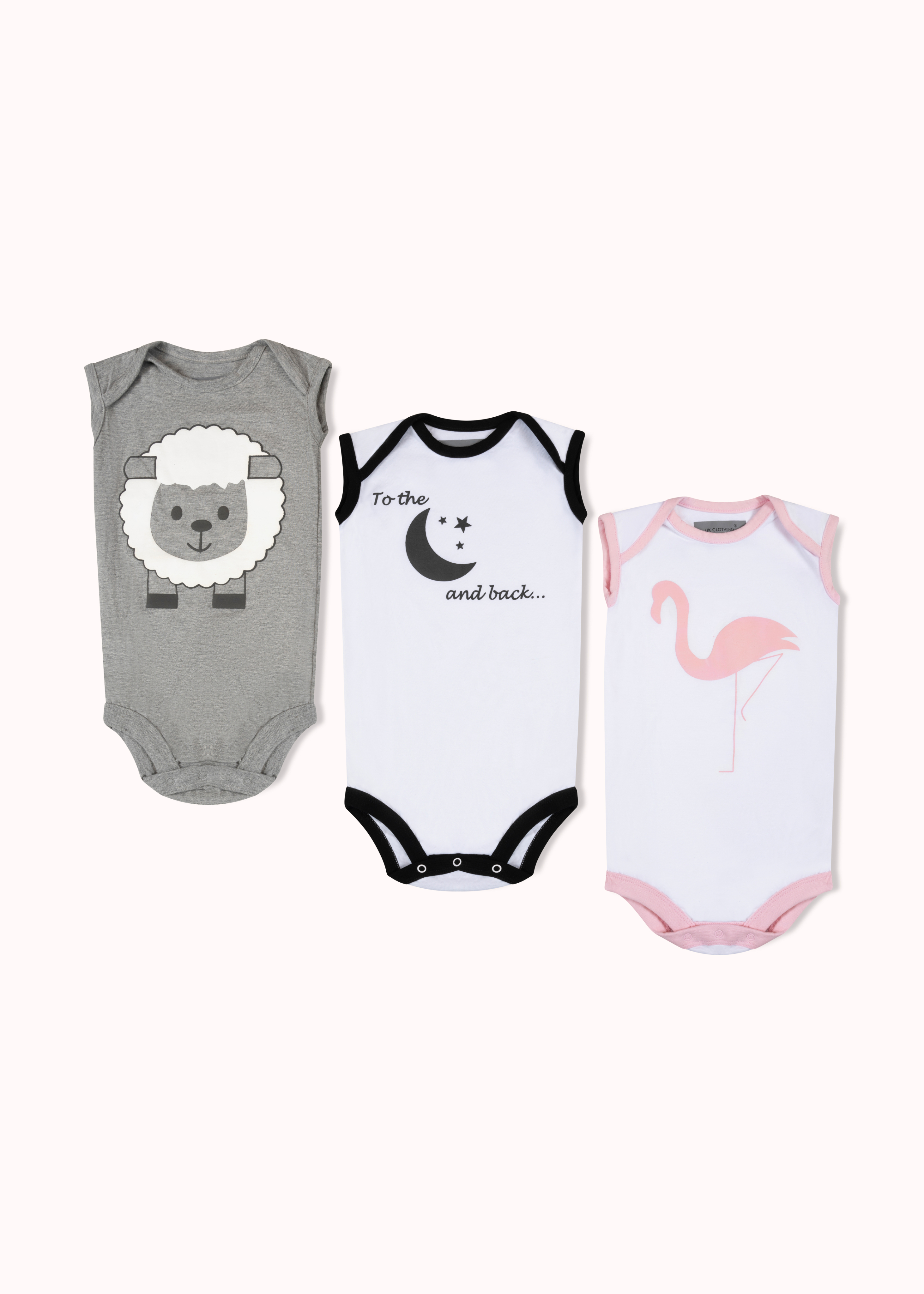 3 Pack sleeveless printed bodysuit