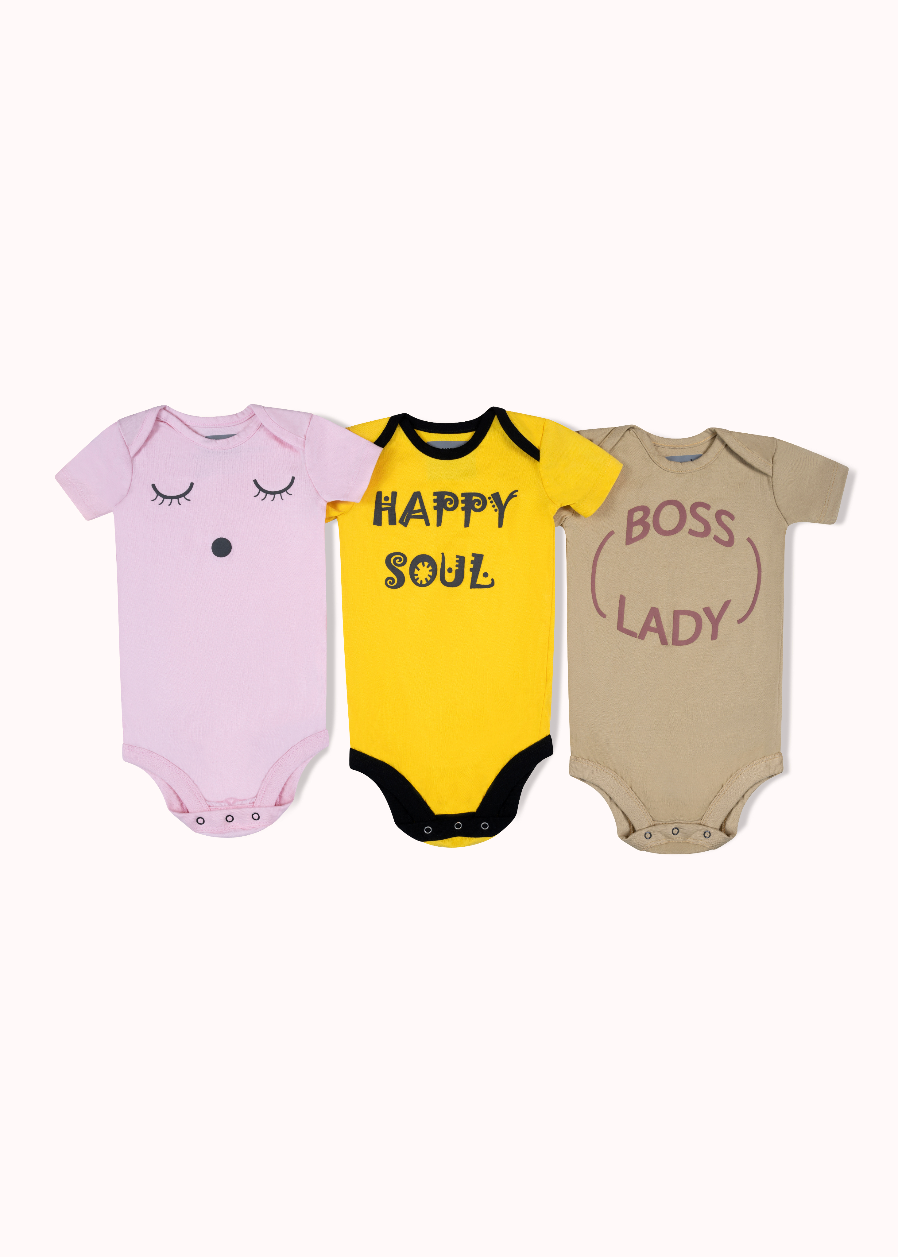 3 Pack printed girls short sleeve bodysuit