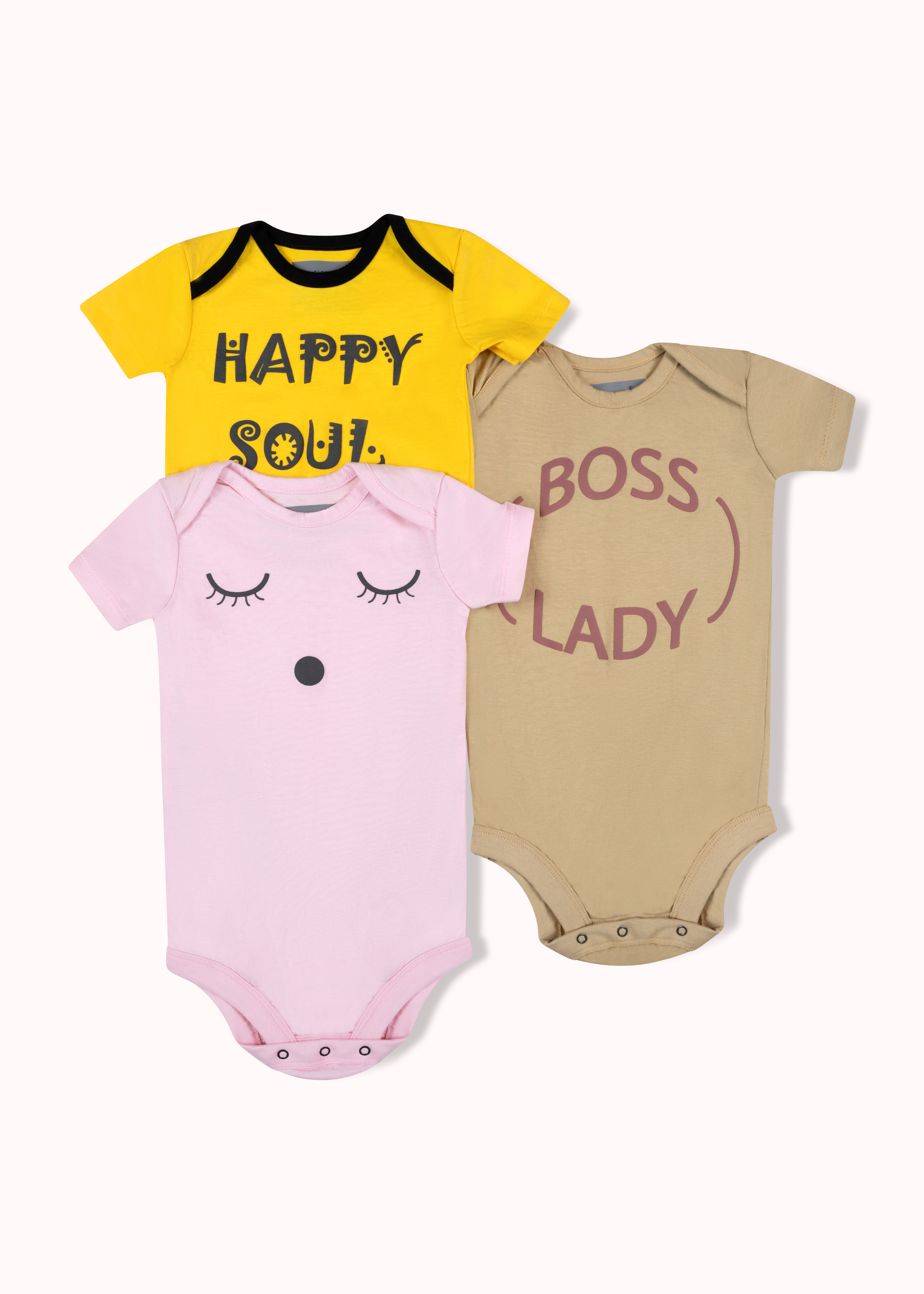 3 Pack printed girls short sleeve bodysuit