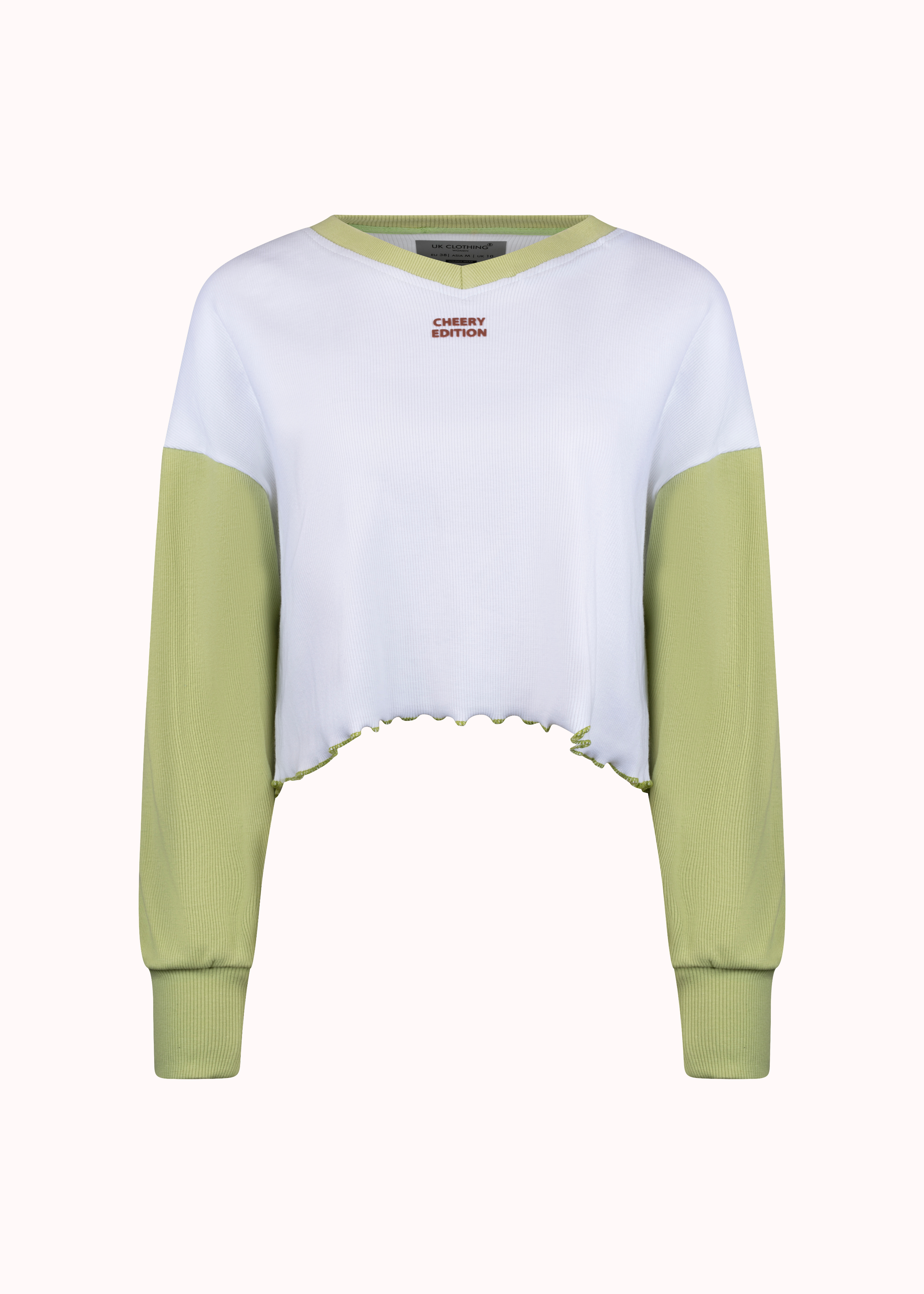 Ribbed oversized embroidered crop top