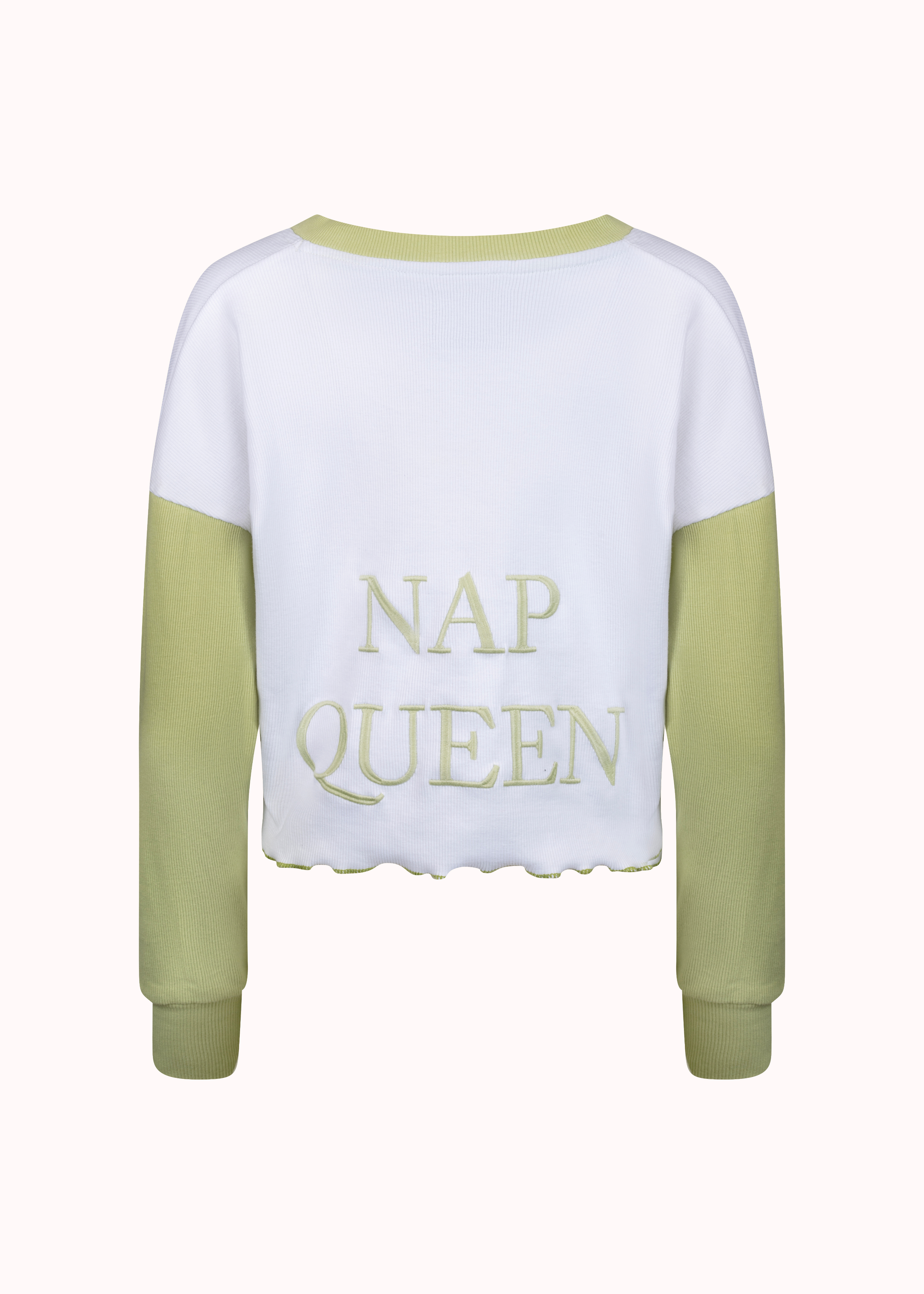 Ribbed oversized embroidered crop top