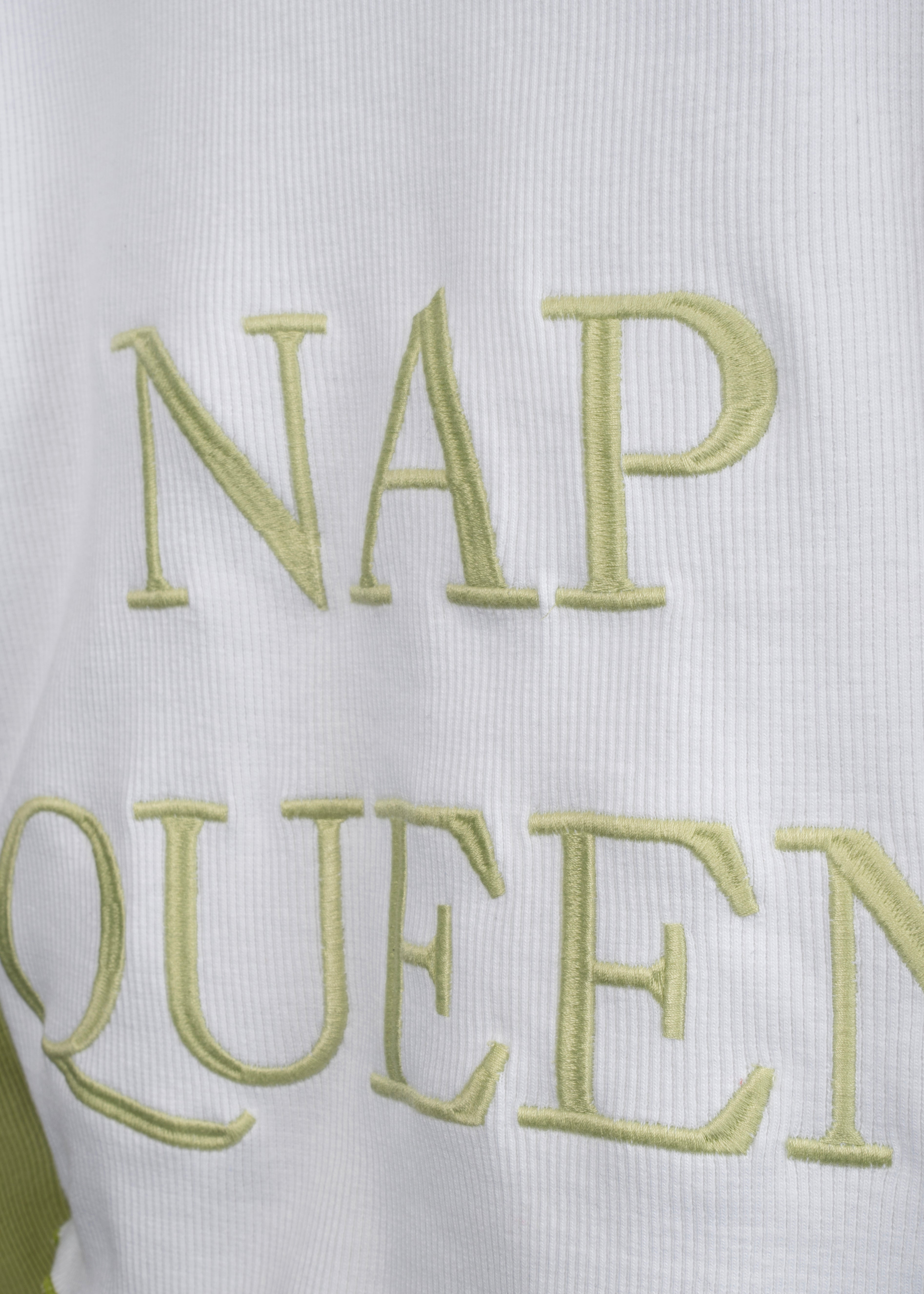 Ribbed oversized embroidered crop top