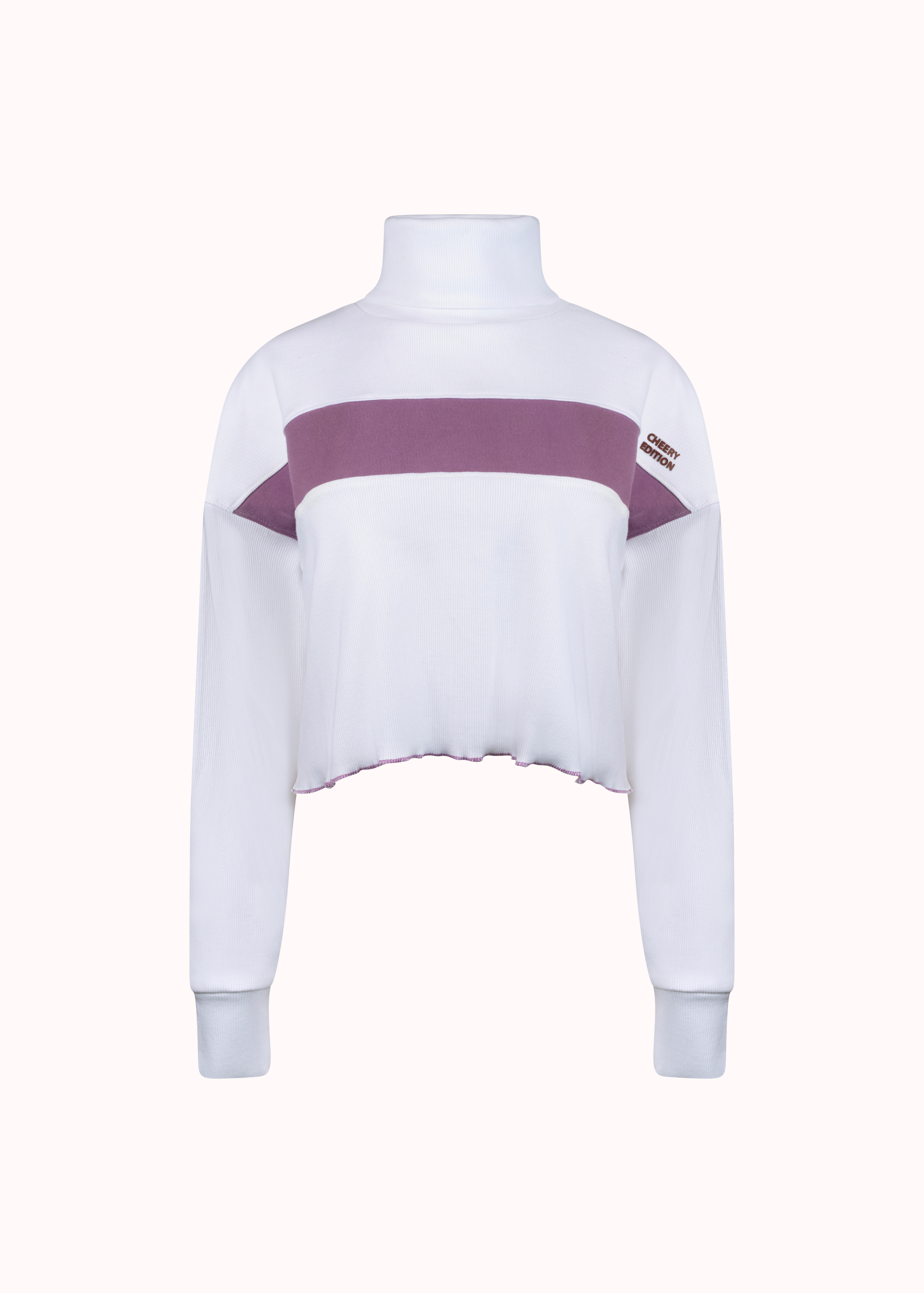 Colourblocked ribbed oversized cut sew crop top