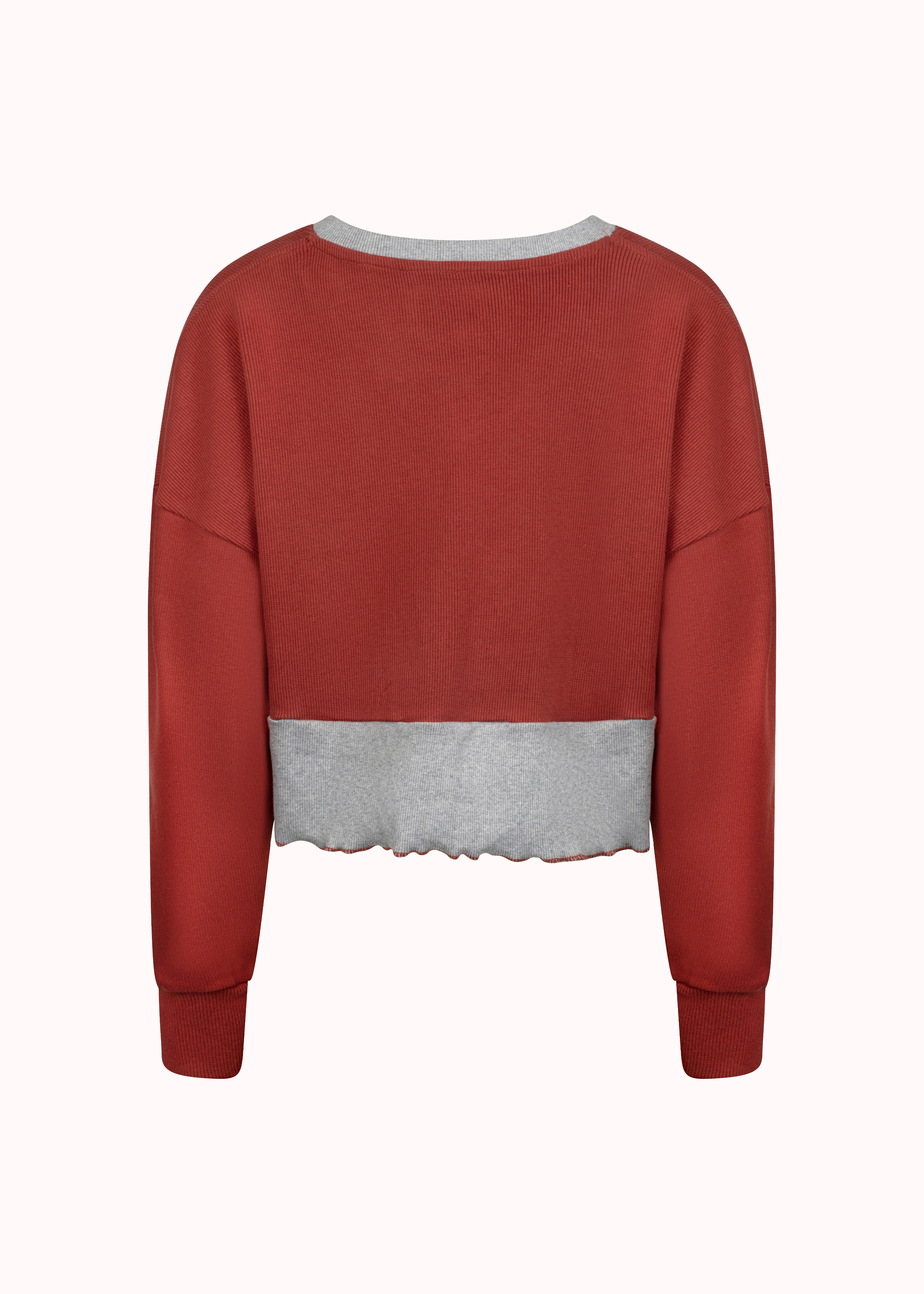 Colourblocked ribbed oversized crop top