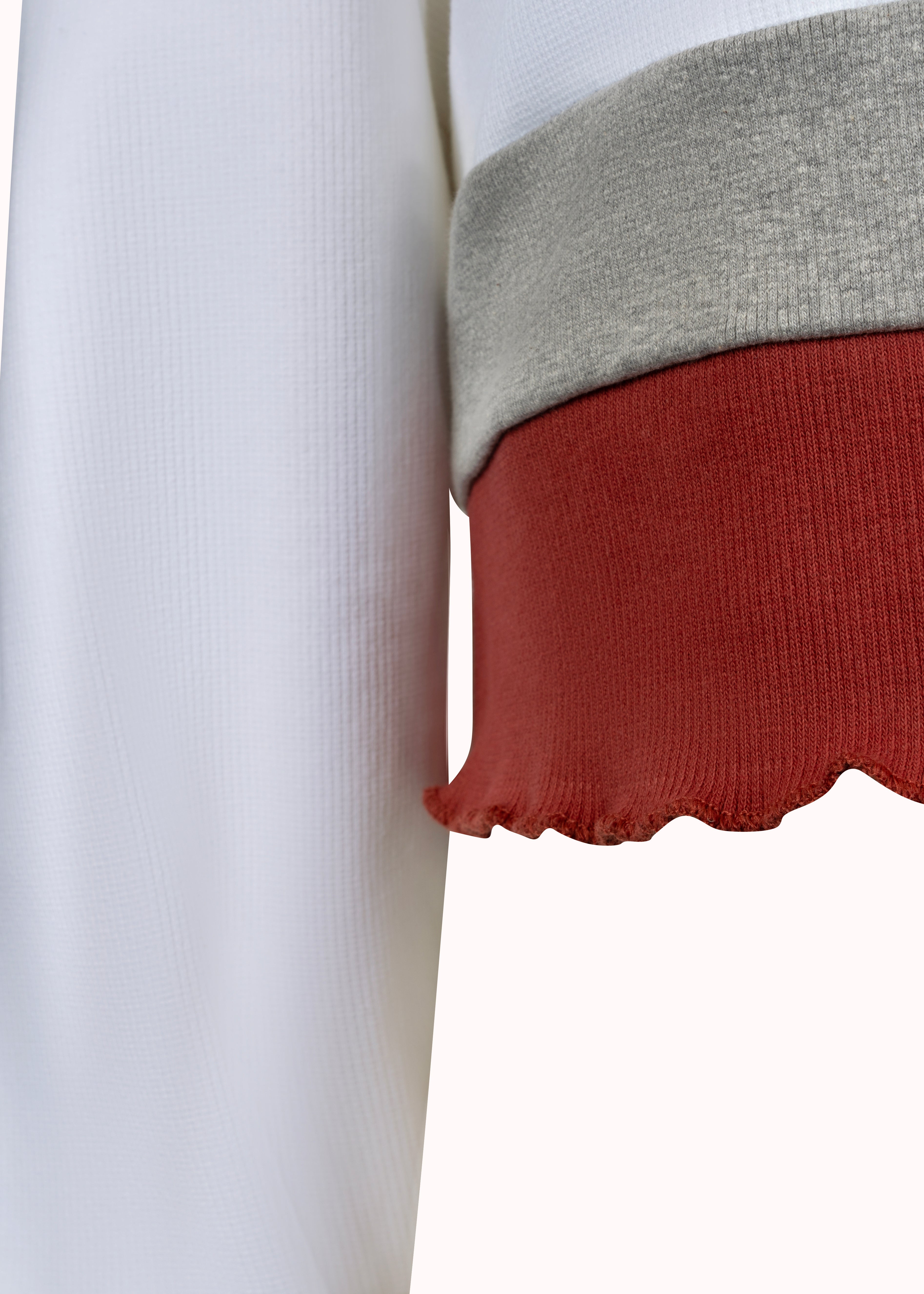 Colourblocked ribbed oversized embroidered cut sew crop top