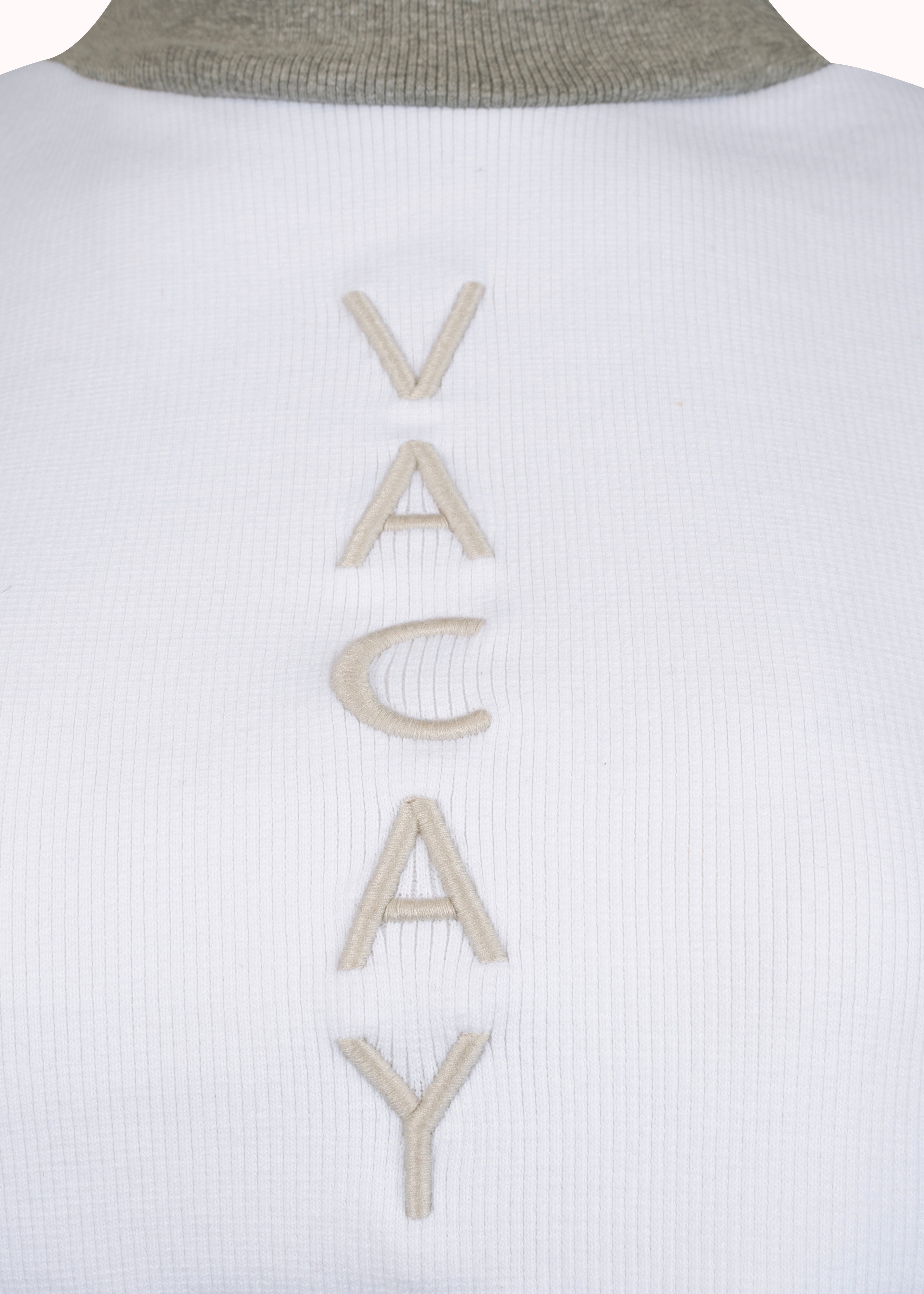 Colourblocked ribbed oversized embroidered cut sew crop top