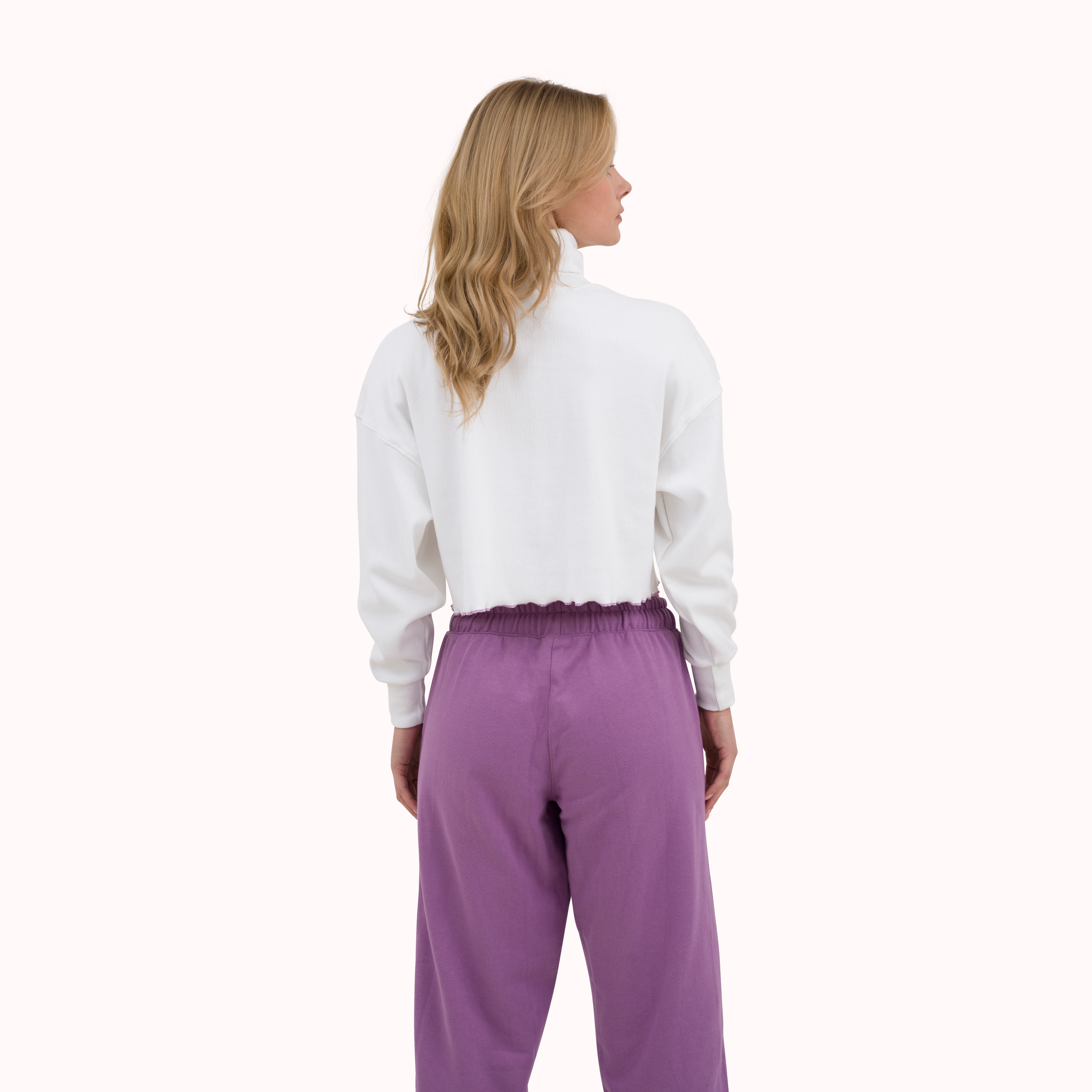 Colourblocked ribbed oversized cut sew crop top