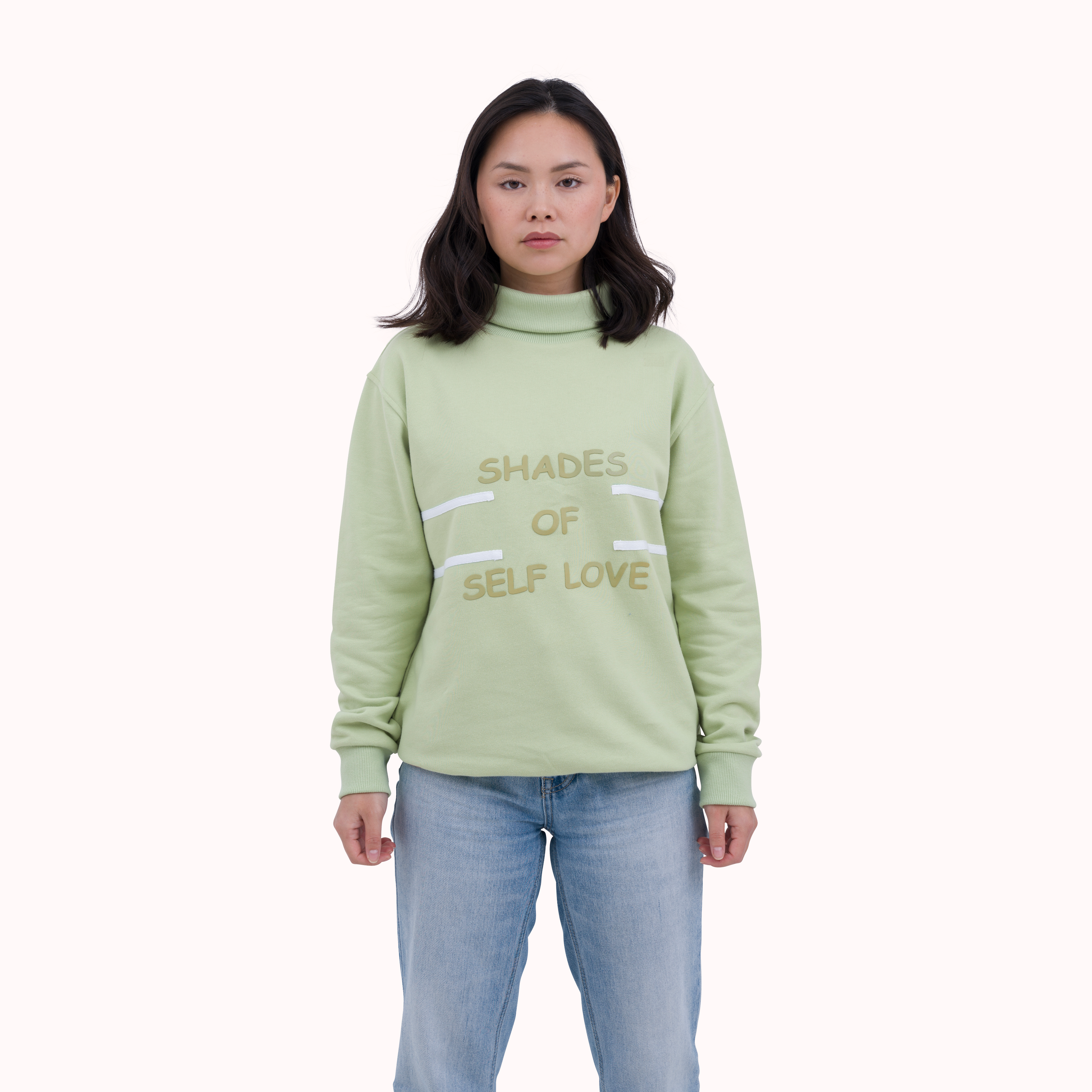 Jaded green loop knit cotton printed sweatshirt