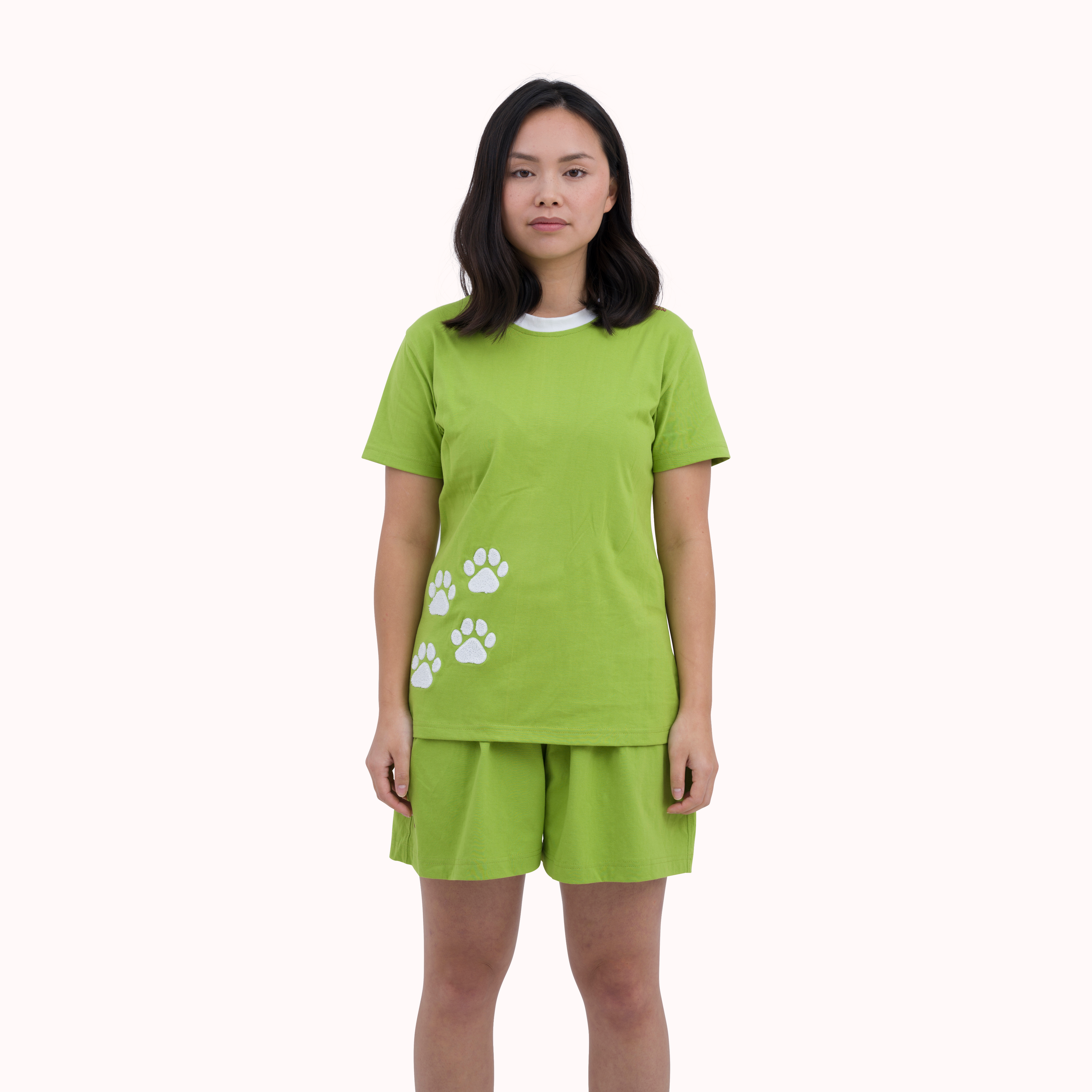 Dog paw embroidered pyjama t-shirt shorts